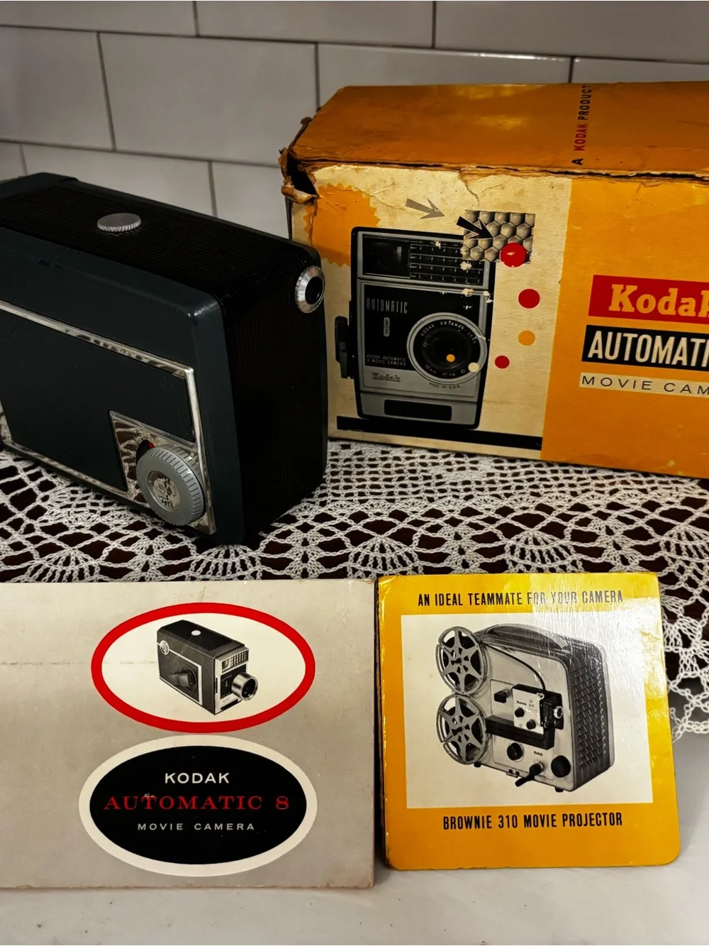 Kodak Automatic 8 Movie Camera with Yellow Box and Black Body